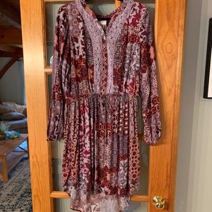 Bohemian Long Sleeved Hi Lo Dress